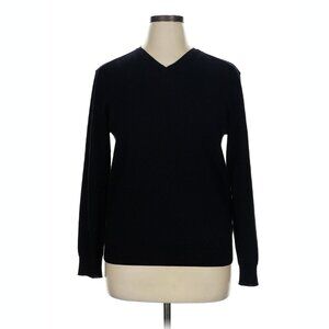 Tahari Italian Merino Wool Women's Black Sweater V Neck Size XL